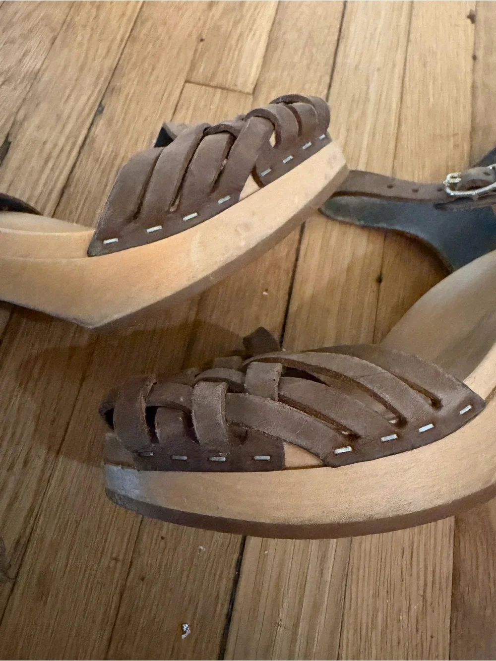 Swedish Hasbeens Braided Sky High size 38 Sandals